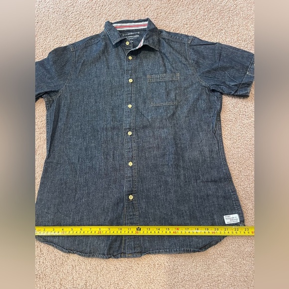 PD & C Blue Denim Men's Polo Button down Shirt - Picture 6 of 10